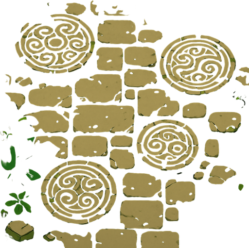 The ground for an ancient jungle temple.
In-Game asset.  2d.  High contrast.  No shadows