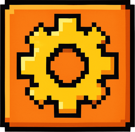 Una tuerca pixelar como boton.
In-Game asset.  2d.  High contrast.  No shadows