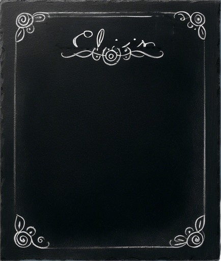 Small Title "ELIXIR" handwritten in chalk. aligned top