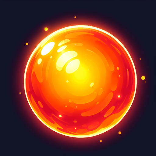 glowing orange sphere.
Single Game Texture.  In-Game asset.  2d.  Blank background.  High contrast.  No shadows
