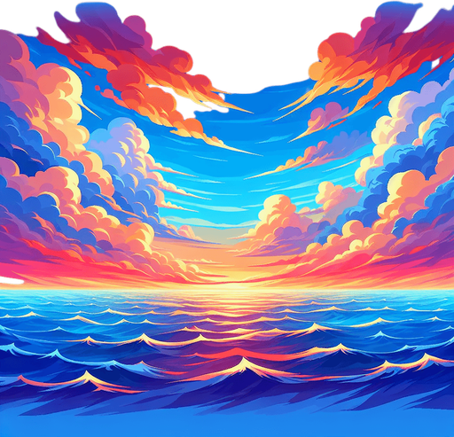 sea and sky
Single Game Texture.  In-Game asset.  2d.  Blank background.  High contrast.  No shadows