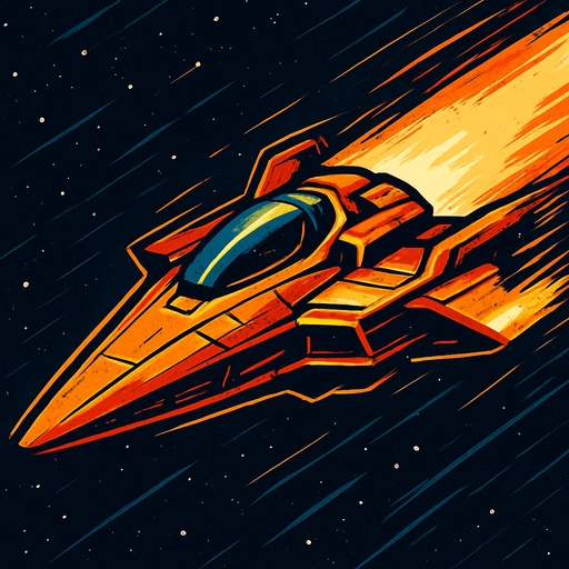 The image of the world fastest spaceship.
In-Game asset.  2d.  High contrast