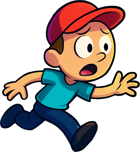 Modern App Store icon, high definition, square with rounded corners, for a game titled "Glitch Escape: Cartoon Apocalypse" and with the description "Navigate a cartoon character through a world being consumed by digital corruption. Dodge glitched enemies, collect uncorrupted pixels, and use debugging powers to survive the spreading digital apocalypse. Race against time to reach the source code and save the cartoon universe from total corruption.". No text on icon!