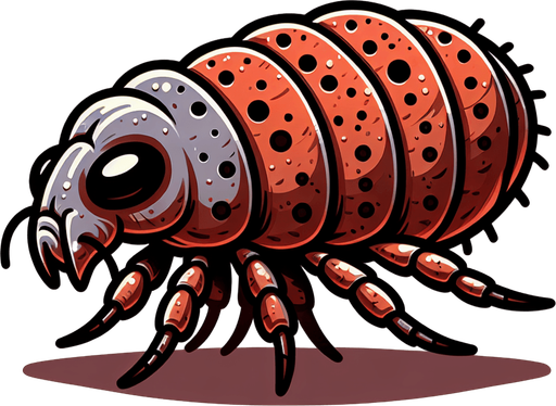 a flea.
Single Game Texture. In-Game asset. 2d. Blank background. High contrast. No shadows.