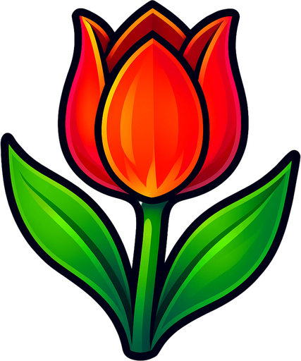 Tulip. The flower is facing at the center. Make it vibrant.
In-Game asset.  2d.  High contrast.  No shadows