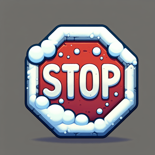 Знак стоп в снегу. Мультяшный.
Single Game Texture.  In-Game asset.  2d.  Blank background.  High contrast.  No shadows