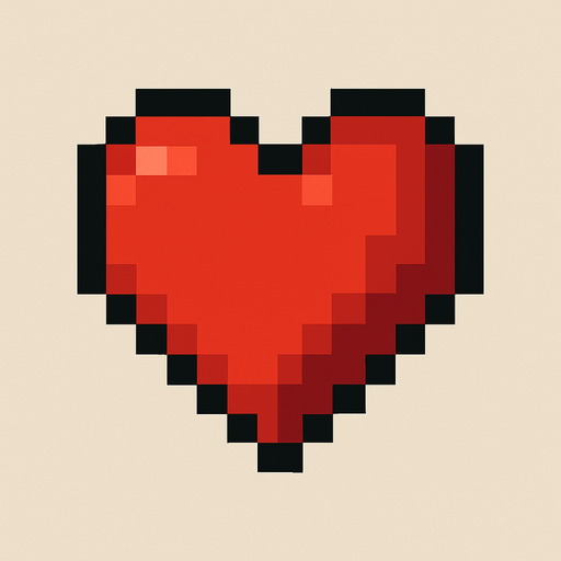 Pixel art 2d heart.
In-Game asset.  2d.  High contrast.  No shadows