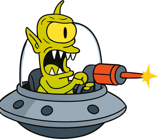 Make my character inside an UFO armed with a laser cannon and make him drive it