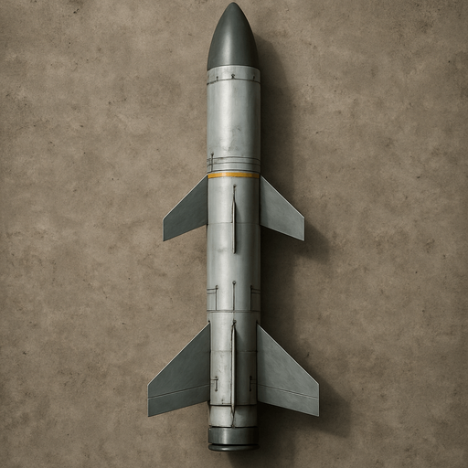 Realistic guided missile seen from above
