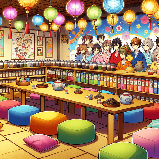 Tea shop interior, anime cafe

Single Game Texture. In-Game asset. 2d. Blank background. High contrast. No shadows.