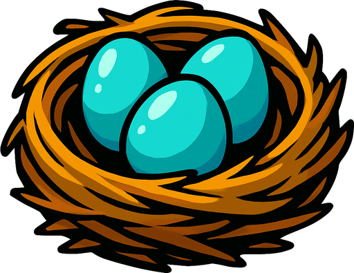 kuş yuvası.
In-Game asset.  2d.  High contrast.  No shadows