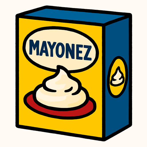 Mayonez kutusu.
In-Game asset.  2d.  High contrast.  No shadows