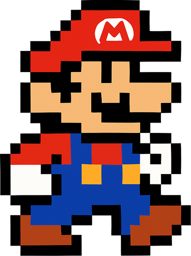 make a mario bros.
In-Game asset.  2d.  High contrast.  No shadows