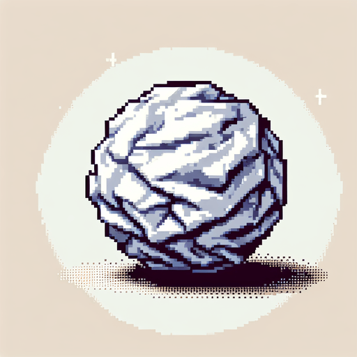 round crumpled ball of paper. Single Game Texture. In-Game asset. 2d. Blank background. High contrast. no shadow. pixel. 8 bit