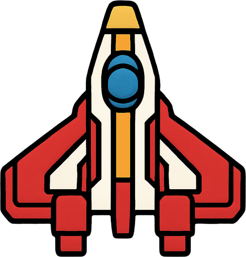 Nave espacial 2d, mirada cenital.
In-Game asset.  2d.  High contrast.  No shadows