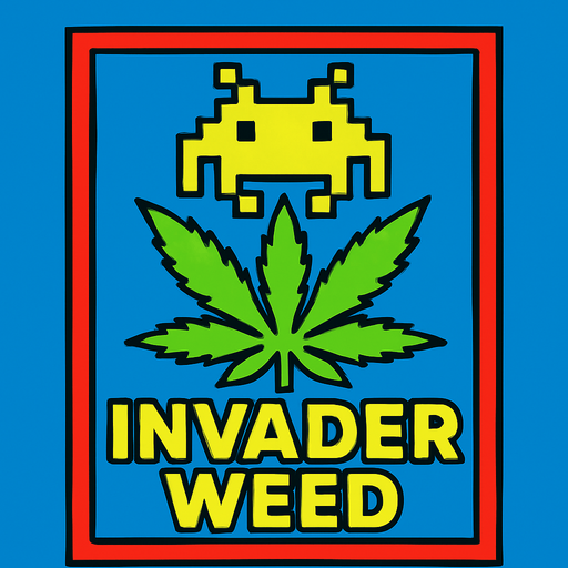 invaderWeed.
2d.  High contrast.  No shadows