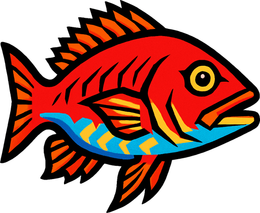 A snapper. 80s arcade machine graphics. 
Swimming Side profile. White background. 
In-Game asset.  2d.  High contrast.  No shadows