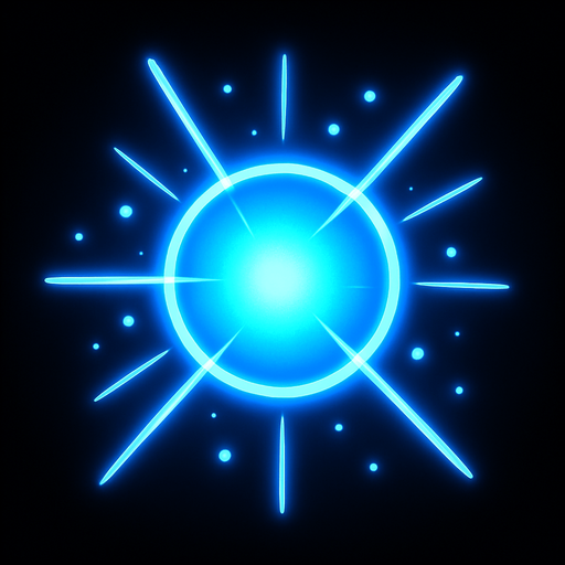 A Super Blue Laser Ball 2D.
In-Game asset.  2d.  High contrast.  No shadows