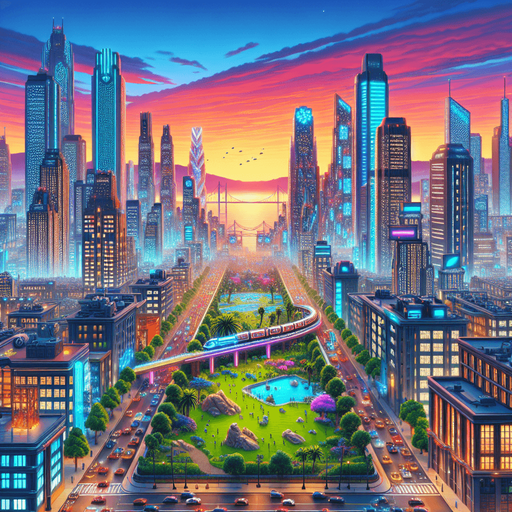 city landscape.
video game style