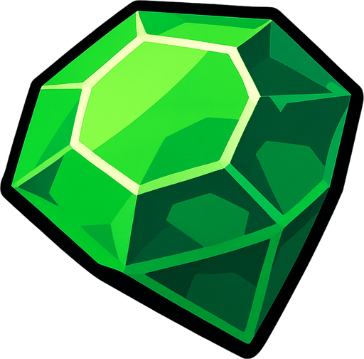 emerald.
In-Game asset.  2d.  High contrast.  No shadows