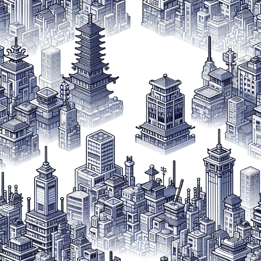 background city mg.
Single Game Texture.  In-Game asset.  2d.  Blank background.  High contrast.  No shadows