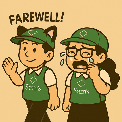 Usa a los dos personajes que se estan aleajndose de sams, y haz que la niña este llorando mientras despiden al otro de orejitas.