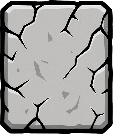 una roca regtangular en 2d de color gris claro.
In-Game asset.  2d.  High contrast.  No shadows