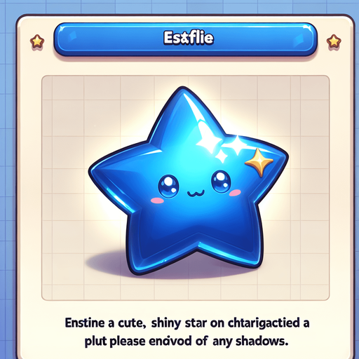 a shiny blue cute star.
Single Game Texture. In-Game asset. 2d. Blank background. High contrast. No shadows.