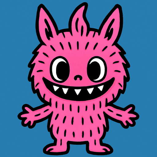 Pink labubu.
In-Game asset.  2d.  High contrast.  No shadows