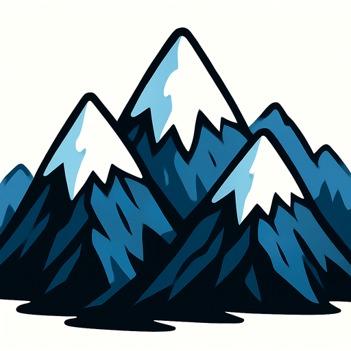 montañas con nieve en la punta animadas.
In-Game asset.  2d.  High contrast.  No shadows