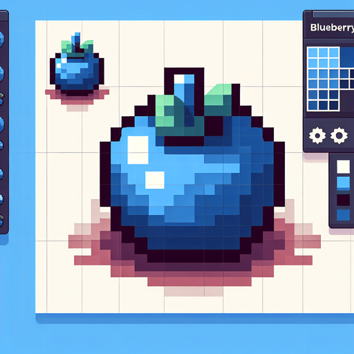 8-bit pixelated isometric blueberry projectile.
Single Game Texture. In-Game asset. 2d. Blank background. High contrast. No shadows.