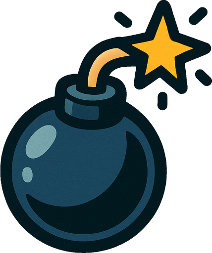 A tiny bomb.
In-Game asset.  2d.  High contrast.  No shadows