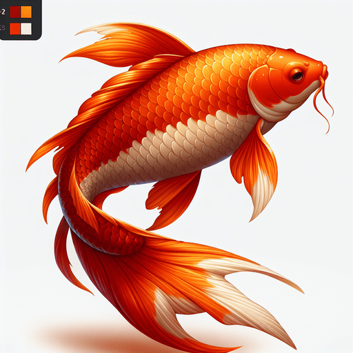 A realistic koyfish swiming to the right.
Single Game Texture. In-Game asset. 2d. Blank background. High contrast. No shadows.