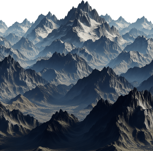 diffrent kinds of mountains.
Single Game Texture.  In-Game asset.  High contrast