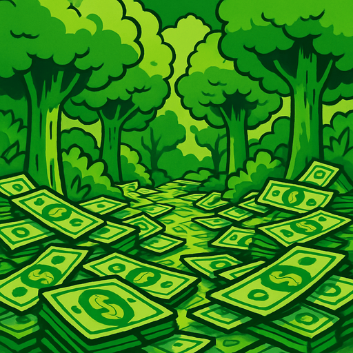 para ile kaplı orman.
In-Game asset.  2d.  High contrast.  No shadows