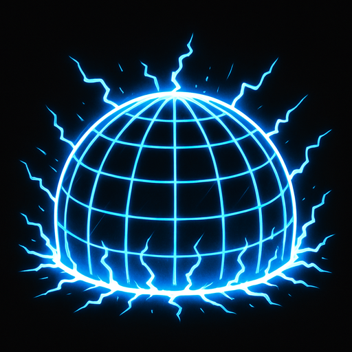 Электромагнитный щит в виде купола.
In-Game asset.  2d.  High contrast.  No shadows