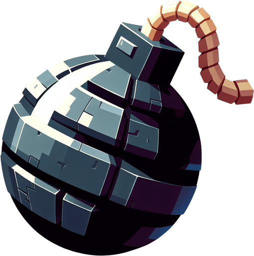 bomb.
Single Game Texture.  In-Game asset.  2d.  Blank background.  High contrast.  No shadows