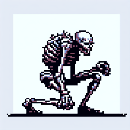 Single Game Texture. In-Game asset. 2d. Blank background. High contrast. No shadows. A pixel art sprite in a Super Nintendo, Super Castlevania style that looks like a skeleton zombie that is haunched over