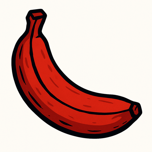 Una plátano rojo.
In-Game asset.  2d.  High contrast.  No shadows
