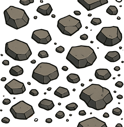 Tierras con piedras, ocupar toda la imagen, visto desde arriba.
In-Game asset.  2d.  High contrast.  No shadows