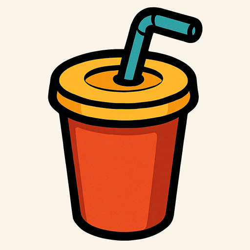 Cup with Straw.
In-Game asset.  2d.  High contrast.  No shadows