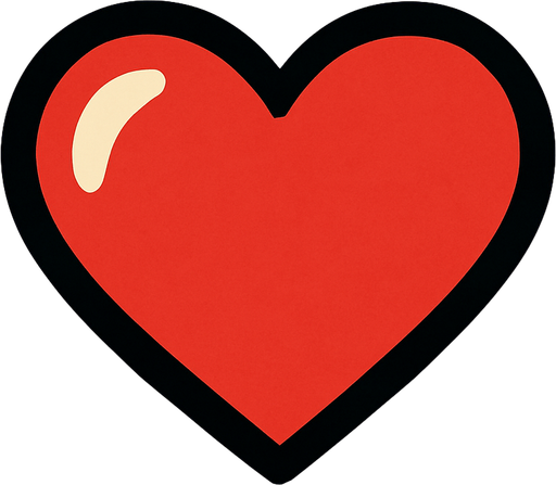 cartoony heart for game hud.
In-Game asset.  2d.  High contrast.  No shadows