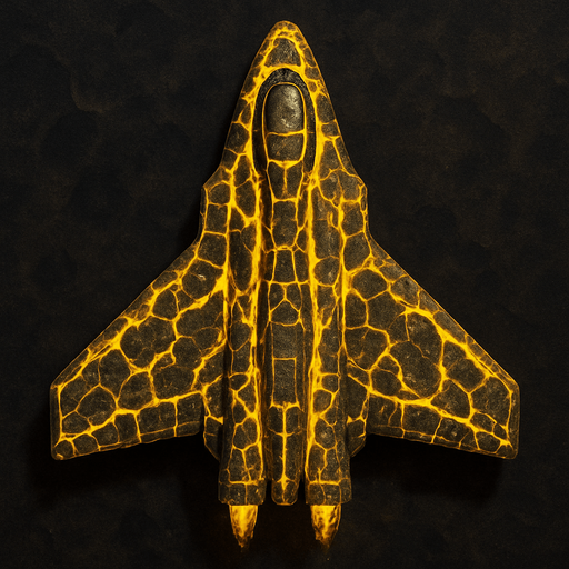 toxic yellow lava spaceship top view.