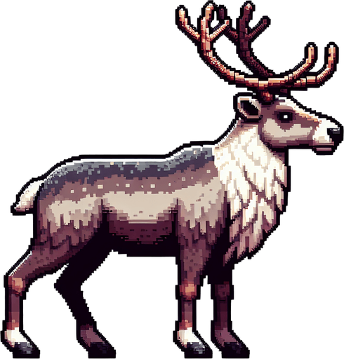 adult Raindeer Single Game Texture. In-Game asset. 2d. Blank background. High contrast. No shadows.