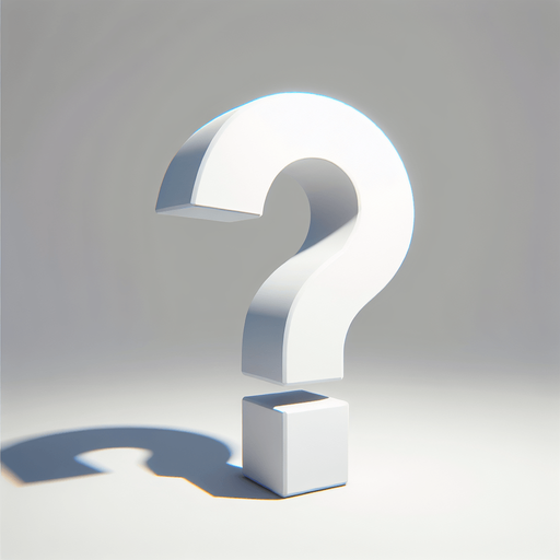 white 3d questionmark with a shadow.
Single Game Texture.  In-Game asset.  2d.  Blank background.  High contrast.  No shadows