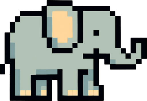 Elephant 8 bit.
In-Game asset.  2d.  High contrast.  No shadows