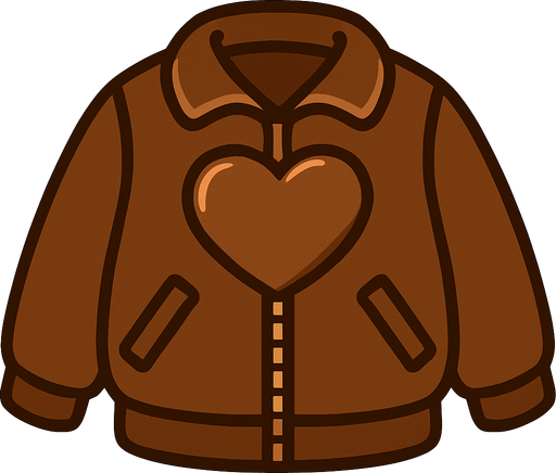 cute heart chocolate design jacket top view..
In-Game asset.  2d.  High contrast.  No shadows