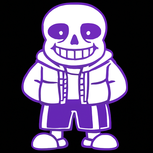 Sans color morado.
In-Game asset.  2d.  High contrast.  No shadows
