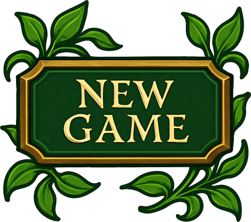 a LOTR style button with elegant and green leaves.
In-Game asset.  2d.  High contrast.  No shadows