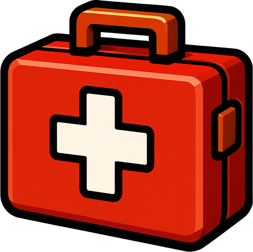 first aid kit.
In-Game asset.  2d.  High contrast.  No shadows